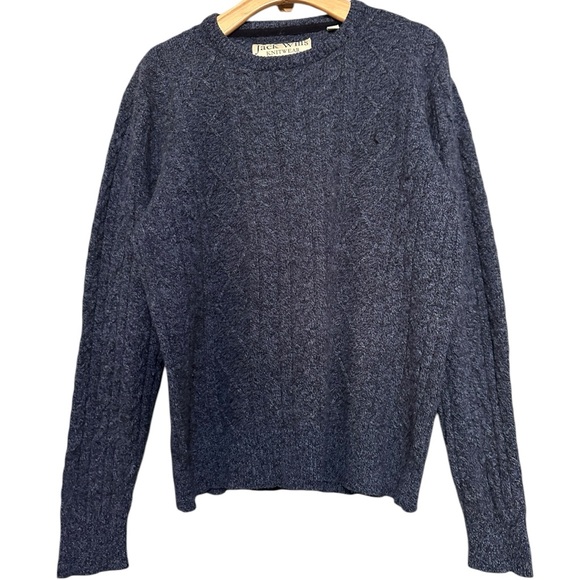 Jack Wills Women’s Size L Blue Tinsbury Merino Wool Blend Cable Knitted Sweater - Picture 2 of 8